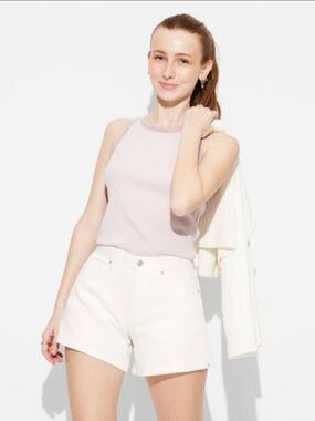 Wild Fable White Denim Shorts Size 6 Mid Rise Stretch